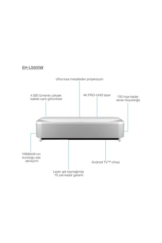 Epson EH-LS800W 4000 ANSI Ultra Kısa Mesafe 4K Lazer Tv Projeksiyon Cihazı