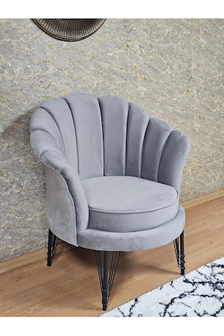 Tekli İstiridye Siyah Boyalı Telli Ayak Çay Seti Koltuk Tekli Ber Çok Renkli