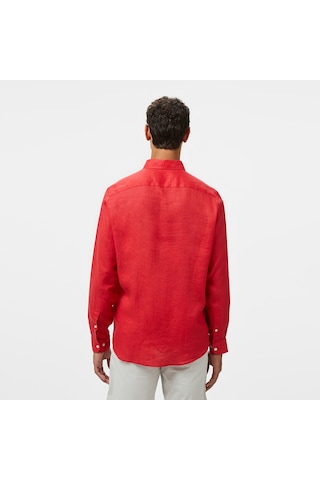 Nautica Erkek Kırmızı Classic Fit Keten Gömlek Düz W55101t Kırmızı
