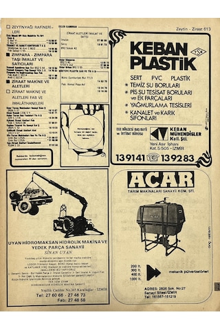İzmir 1982-1983 Meslek Reklam İlanı Efemera S613