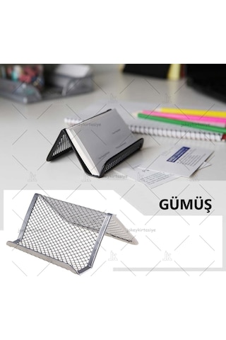 Masa Üstü Metal Perfore Kartvizitlik (gümüş)