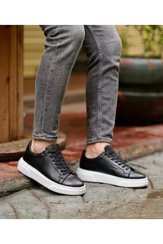 Taşpınar %100 Hakiki Deri Ortopedik Yazlık Hafif Erkek Rahat Günlük Sneaker 38-47 Siyah