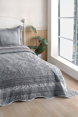 Eylül Gri Çift Kişilik Kapitone Yatak Örtüsü