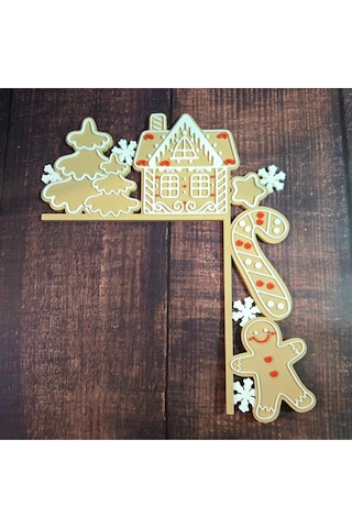Yılbaşı Tema Kapı Köşe Süsü Gingerbread Ev & Kurabiye Adam Dekor, Noel Kapı Süsü, 3d Süsleme