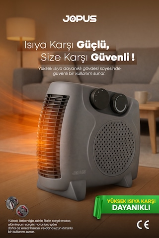 Jopus JO-FI001 2000 W Fanlı Isıtıcı Antrasit