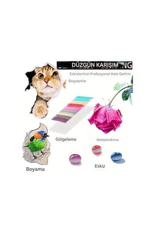 180 Renkli Profesyonel Sulu Boya Kalem Seti, Suluboya Kalemleri, Hediye Kalem Seti, Yüksek Pigment