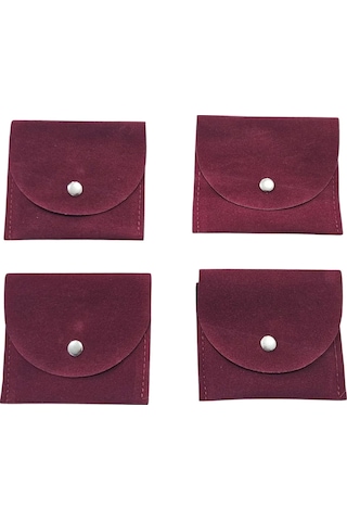 Kadife Süet Zarf Kese Bordo 50 Adet 8x10 Boy Takı, Altın Kesesi Çıtçıtlı