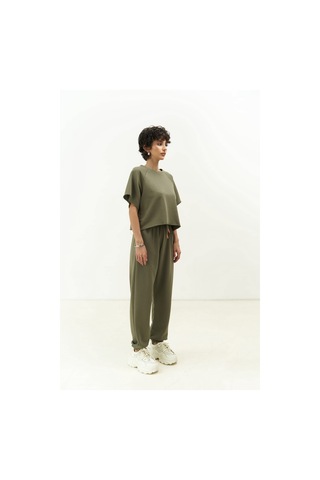 Mai Collection Mai Studios Co. Vero Soft Haki Crop Eşofman Takım Haki