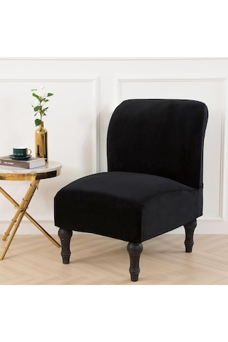 Suntek Ev Otel İçin Kadife Sıkı Sandalye Slipcover Kapak Dekoru Siyah