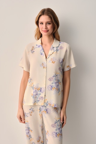 Suwen Lina Gömlek Yaka Pijama Takımı Sh26609660b1185 Bej