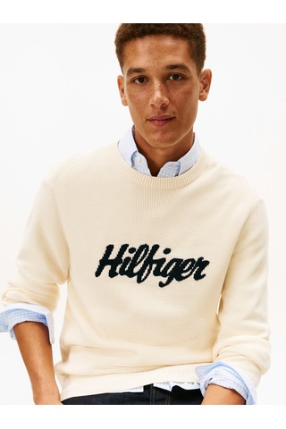 Tommy Hilfiger Seasonal Graphıc Cotton Cneck Erkek Bej Kazak - Mw0mw41647 Bej