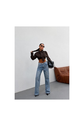 Kene Jeans Buz Kar Ön İşlemli Tam Kalıp Bol Paça Denim/kot Pantolon Jeans Buz Kar