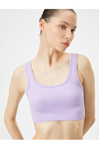 Koton Spor Yarım Atlet Dikişsiz Fitilli Slim Fit Kapsız Lila 4sak30202nk Lila