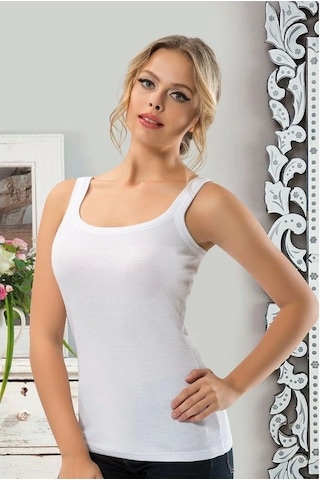 Kaşkorse Biyeli Bayan Atlet 2812 Beyaz