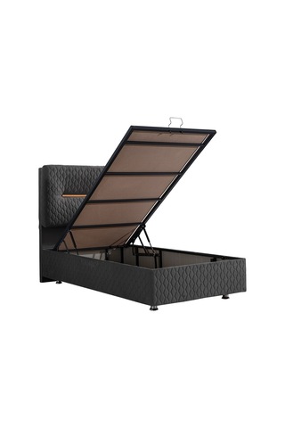 Setaymobilya Baza, Astra Tek Kişilik Baza + Başlık +Real Pedli Yatak, Antrasit