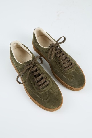Krahe Palminteri Erkek Hakiki Deri Bağcıklı Haki Sneakers