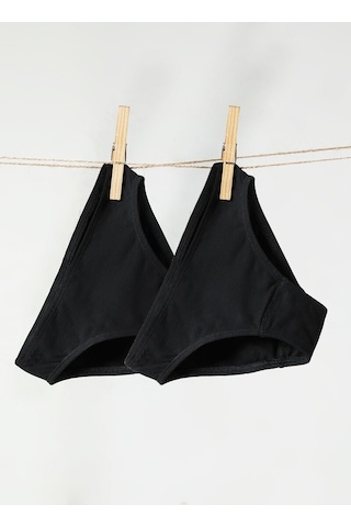 Kız Çocuk Organik Külot 2li Paket 1195 - Siyah