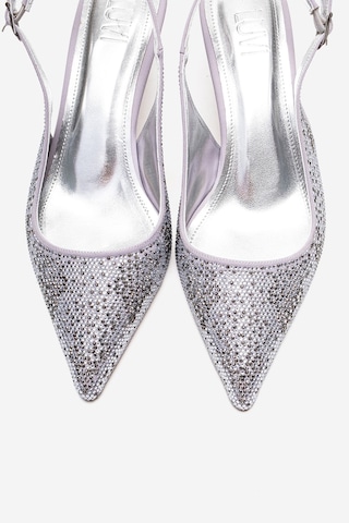 Luvishoes Nella Gümüş Taşlı Kadın Topuklu Ayakkabı Gümüş
