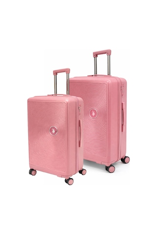 U.S. Polo Assn. Büyük Ve Orta Boy 2'li Valiz Seti %100 Polipropilen Valiz Pembe 26040 Pembe