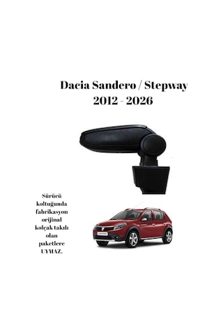 Dacia Sandero Stepway 2013 2014 2015 2016 Uyumlu Araca Özel Kolçak Kol Dayama Orta Konsol Siyah
