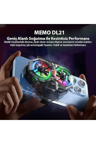 Memo Dl21 Yarı İletken Arka Klipsli Çift Fanlı Soğutma Radyatörü Pubg Oyun Soğutucu İos Android