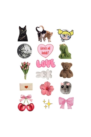 Heves Mi Kaldı Temalı Telefon Ve Bilgisayar Yüzeylerine Uygun Sticker Seti