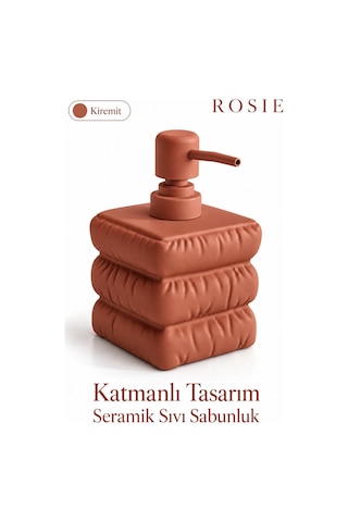 Rosıe Kiremit Katmanlı Kare Seramik Sıvı Sabunluk 500 Ml Karışık