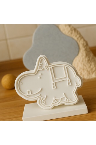 Sevimli Hipopotam Şekilli Kurabiye Kalıbı - 8 Cm Hayvan Temalı Kurabiye Ve Fondan Kalıbı Beyaz