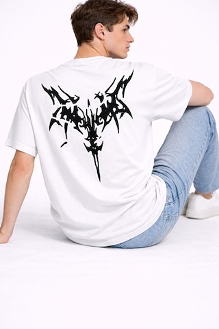 Nevermind Oversize Erkek Tişört Arkası Baskılı Streetwear Siyah Grafik Back Beyaz