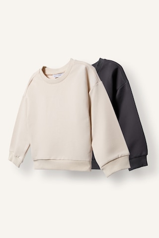 Defacto %100 Pamuk Regular Fıt Bisiklet Yaka Basic 2li Sweatshirt Set Erkek Bebek H8400a526auar31 Antrasit-ar31