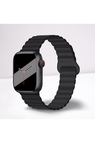 Apple Uyumlu Watch 42mm 44mm 45mm 49mm 1/2/3/4/5/6/se/7/8/ultra Akıllı Saat Magnetli Kordon Ve Kayışı Siyah