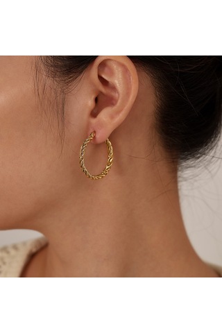 Sones Opk Ge960 1 Çift Paslanmaz Çelik Altın Kaplama Vintage Twist Küpe Altın