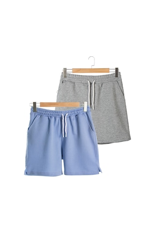 Terapi Men 2'li Erkek Gri - Mavi Basic Regular Fit Şort & Bermuda Gri-mavi