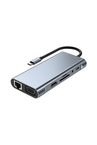 Pl 11'i 1 Arada Usb-c Yuvası, Usb Hub 3.0, Ayırıcı, Çoklu Bağlantı Noktası Adaptörü, 4k Uyumlu, Rj45, Sd/tf, Vga, Pd, Ses