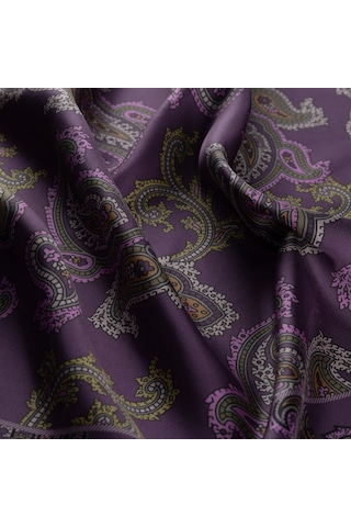 İpek Evi İpekevi Twill İpek Eşarp - Patchwork Desenli - Mor Menekşe