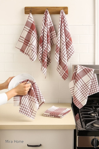 5 Li Mutfak Kurulama Bezi Alman Peçetesi 100 Pamuklu Bordo