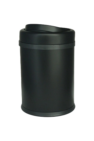 Fkn Sallanır Kapaklı Siyah Çöp Kovası 8 Litre Siyah
