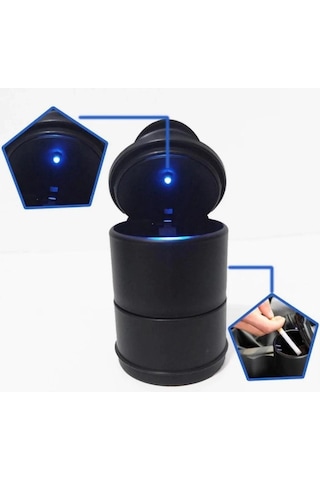 Carmind Mavi Işıklı Kapaklı Oto Küllük Universal