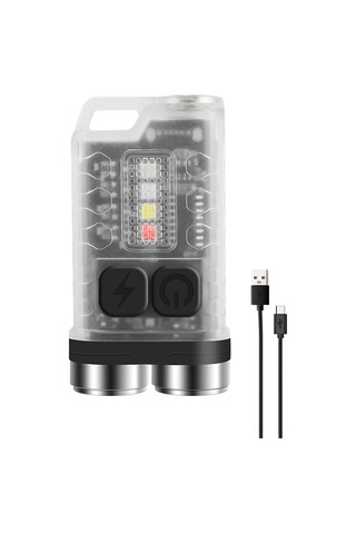 Neevoyu Küçük Anahtarlık Feneri - 5 Seviye Parlaklık, 4 Renk Işık, Şarj Edilebilir, Su Geçirmez Ip65 Beyaz