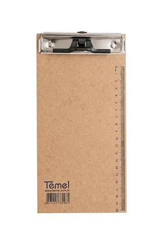 Temel 1/3 A4 Ahşap Sekreterlik Metal Klipsli Kalem Tutma Aparatlı
