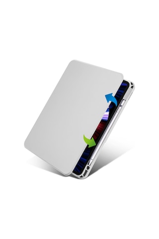 İpad Air 10.9 2022 5.nesil A2588-a2589-a2591 Uyumlu Kalem Bölmeli Dönebilen Standlı Termik Tablet Kılıfı - Lacivert - T25983