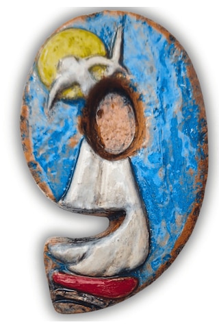 El Yapımı Deniz Temalı Seramik Kapı No.9 - 8x13 Cm - Akdeniz/ege Ruhu - Dekoratif Ev, Villa, Site Girişi, Dış Mekan Ve Apartman Girişi -