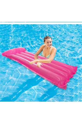 Ikkb Yetişkin Düz Renk Yüzen Su Şezlong Pvc Katlanabilir Şişme Yatak Gül Kırmızı