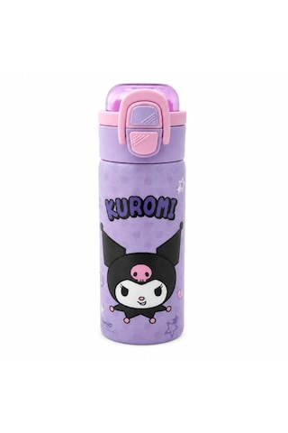 Kuromi Çift Fonksiyon Kapaklı Çelik Matara 600ml .