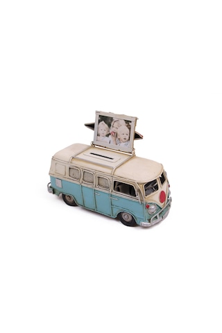 Dekoratif Metal Minibüs Çerçeveli Ve Kumbaralı 0910e-1371ss Metal
