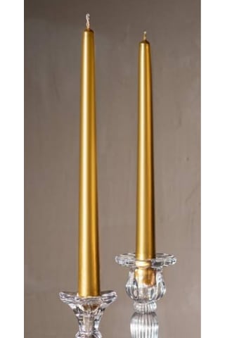 Denic 2 li Metalik Gold Şamdan Mum  Konik Mum