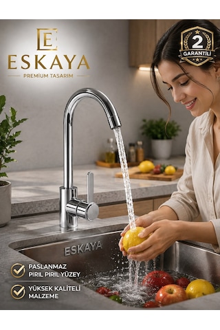 Eshome Valor Lüx Premium Mutfak Bataryası krom