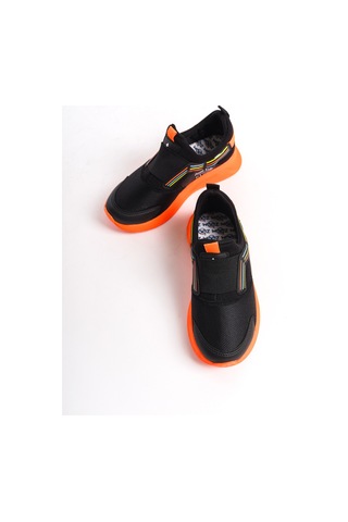 Daxtors Pinko Çocuk Unisex Garantili Günlük Ortopedik Unisex Sneaker Spor Ayakkabı Siyah-oranj