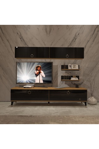 Decoraktiv Eko 5 Mdf Std Gold Tv Ünitesi Tv Sehpası Pera - Siyah