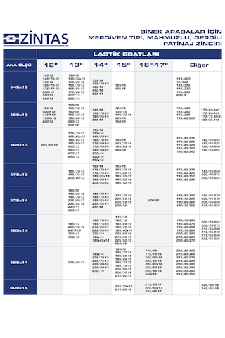 Mahmuzlu Gergili Patinaj Zinciri 165x13
